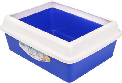 Nobleza Open kattenbak - Kattenbak met hoge afneembare spatrand - Blauw