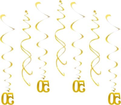 20 Stuks Versiering voor 50ste Verjaardag - Hangdecoraties, Ceiling Pendants en Garlands in Goud en Zwart