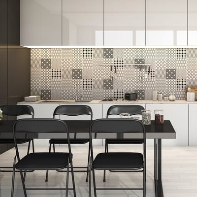 Zelfklevende tegelmuurstickers voor keuken en badkamer - 9 Scandinavische/Deense cementtegelstickers - 9 stickers van 10x10 cm