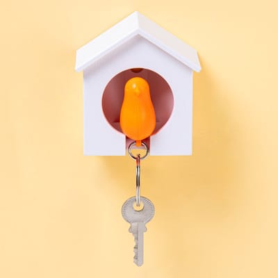 Qualy Sparrow Sleutelhanger - Wit/Oranje