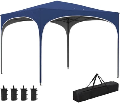 Partytent opvouwbaar - Paviljoen - Easy up - Waterdicht - met Zijwanden - Weerbestendig - Donkerblauw