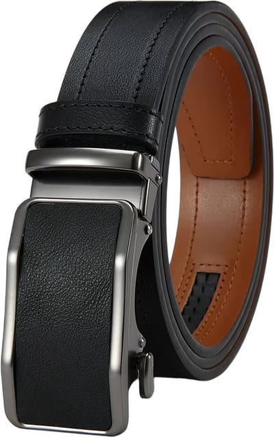 Heren Riem van Kunstleer met Automatische Gesp - Maat 105 CM - Verstelbare Ratchet Broekriem voor Mannen – Stijlvolle Zakelijke en Casual Herenriem voor Pak, Jeans en Dagelijks Gebruik - Zwart