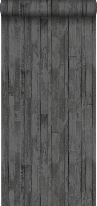 ESTAhome behang vintage sloophout planken zwart en bruin - 53 cm x 10.05 m - 128841