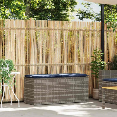 vidaXL Tuinbank met kussen 110x40x44 cm poly rattan grijs
