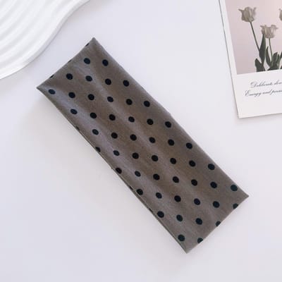 1 stuks Dames Elegante Zoete Polkadot Print Elastische Stof Stippen Sport Hoofdband, Geschikt Voor Dagelijks, Fitness, Hardlopen Zweetabsorberend Haarband Hoofddoek gray