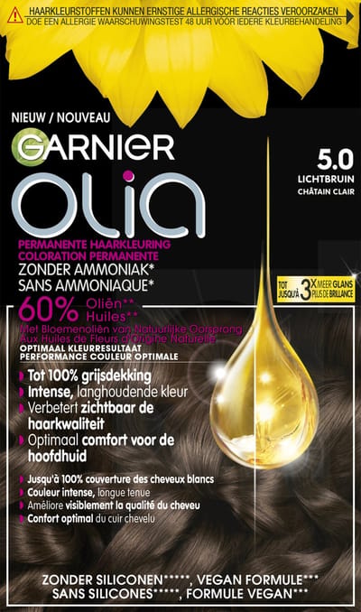 Garnier Olia Lichtbruin 5 - Permanente Haarkleuring Zonder Ammoniak - Kleurcrème op basis van 60% oliën - Haarverf
