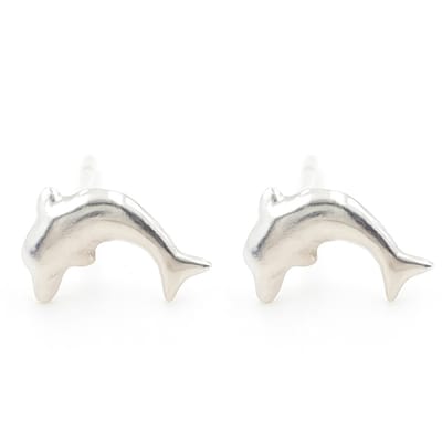 Zilveren oorknopjes dolfijntje 10mm