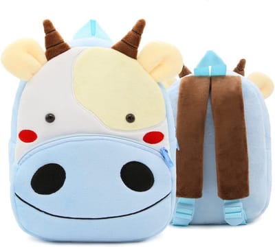 BoefieBoef Koe peuter / kleuter rugtas - MOEEE Cow kinder rugzak - jongens en meisjes - 6 liter - 0 tot 4 jaar oud - dierentas - peuterspeelzaal - opvang - gymtas - speelzaal - bso - baby backpack - schooltas - stier - blauw wit - dier - boerderij
