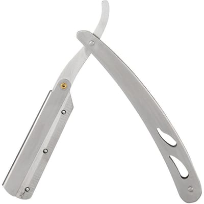 Rasoir de barbier en acier inoxydable droit pliant couteau à raser lame remplaçable (77) white