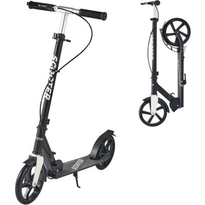 VEVOR Scooter (2 Wielen) voor Kinderen Vanaf 8 Jaar, Stadsscooter, Kinderscooter, Straatscooter met In Hoogte Verstelbaar Stuur, Antislip Deck en Handrem, Step tot 100 Kg, Zwart + Zilver