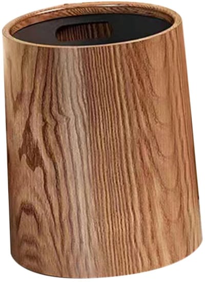 Prullenbak Imitatie Houtnerf - Vuilnisbak Ronde Bak - Thuis Kantoor Keuken - Grote Capaciteit Duurzaam - 27.5 x 24 CM