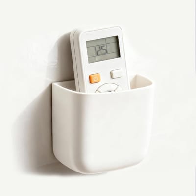 Kleine Muurhouder voor Afstandsbediening, Zelfklevende Organizer, Multifunctionele Opbergdoos voor TV Afstandsbediening en Oplader, Wit