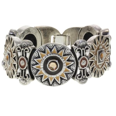 Behave - Armband - Vintage Antiek Zilverkleur Bruin - Bohemian stijl