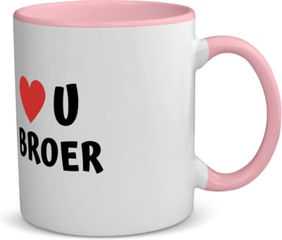 Akyol - love u broer koffiemok - theemok - roze - Broer - de liefste broer - verjaardag - cadeautje voor broer - broer artikelen - kado - geschenk - 350 ML inhoud