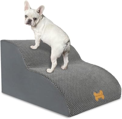 Hondentrap voor Kleine Honden - 2 Treden Hondenhelling met Wasbare Hoes en Antislip Bodem - 55x40x30cm