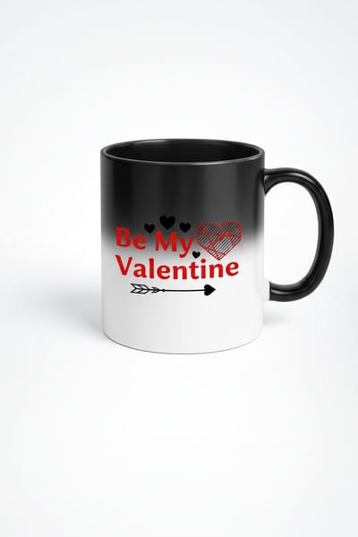Valentijn Magische Mok 'Be My Valentine' - Zwart Warmtegevoelige Kleurveranderende Mok voor Valentijnsdag Cadeau