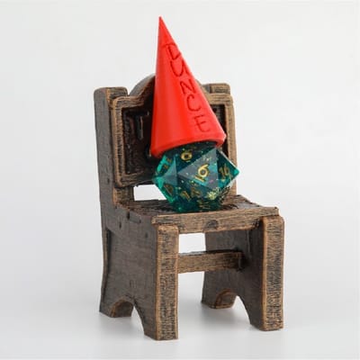 Lapi Toys - Dungeons and Dragons Dice Jail Dunce - DnD - D&D - Dobbelsteen Gevangenis - Chair & Hat - Resin - Bronskleurig