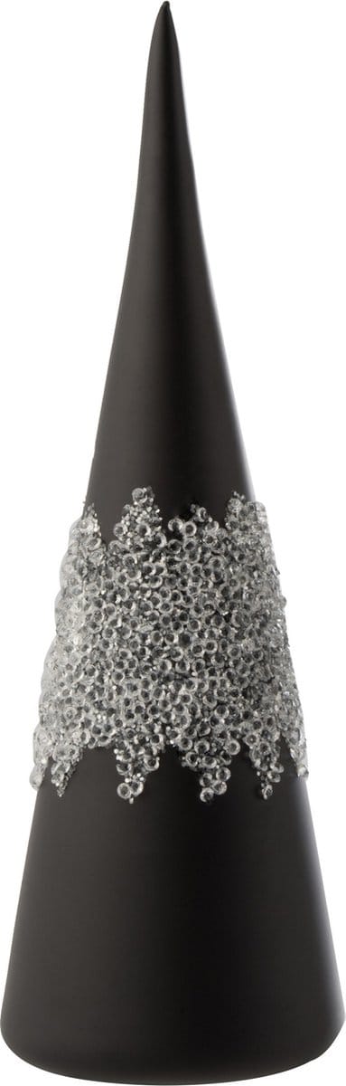 J-Line decoratie Kegel Diamanten Lijn - glas - zwart - small