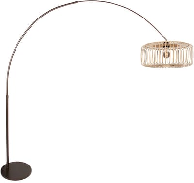 Vloerlamp Breeza-Beache 4769CA met grote bamboe kap, bruin, hoogteverstelbaar en uitschuifbaar, Steinhauer, trendy design voor binnen gebruik