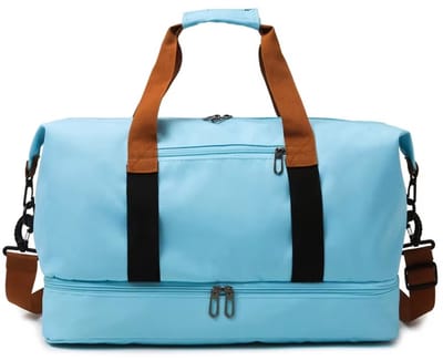 Sjtoer - Sporttas & reistas - dames en heren - Licht blauw, - schoenenvak - nat vak - grote capaciteit - reistas - lichte trainingstas - zwemtas - gymtas - weekendtas - fitness - yogatas