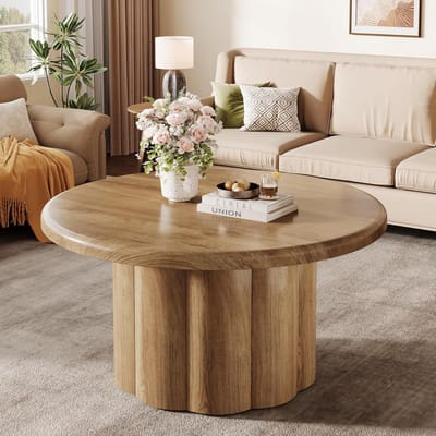 Tribesigns - Ronde Salontafel - Smoderne Houten Bijzettafel - Bruin - Tafel - Sidetable voor Woonkamer, Thuiskantoor - 80 x 80 x 45.5 cm