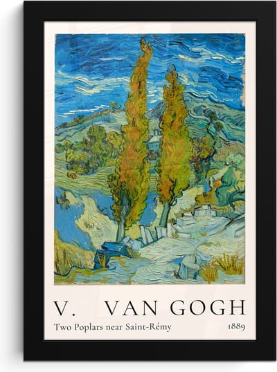 Poster in lijst - Fotolijst 20x30 cm - Posters - Vincent van Gogh - Two Poplars near Saint-Rémy - Kunst - Oude meesters - Posterlijst zwart - Decoratie - Wanddecoratie woonkamer - Muurdecoratie slaapkamer