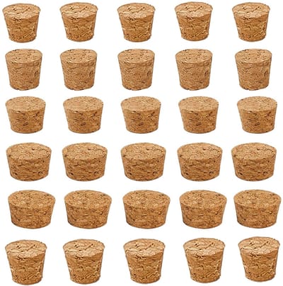 Dailygoods- Kurkstop 30 Stuks - Conische Kurkstop - Houten Flessenkurk - Multisize - Decoratieve Doppen - Geschikt voor Bruiloften - Flessendop