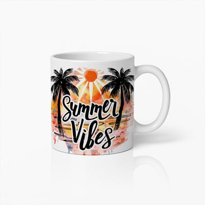 Summer Vibes Tropische Palmboom Keramische Koffiemok - Strand Zonsondergang Inspirerende Drinkbeker