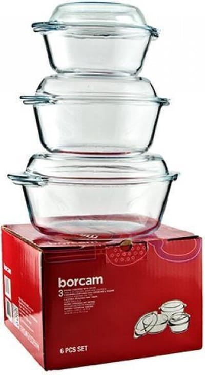 Pasabahce | Borcam ovenschalen met deksel set van 3 - 2100ml - 1450ml - 840ml