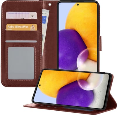 Hoesje - Geschikt voor Samsung Galaxy A72 5G - Luxe Bookcase - Walletcase Hoes - Portemonnee - Cover - Telefoonhoes - Bruin