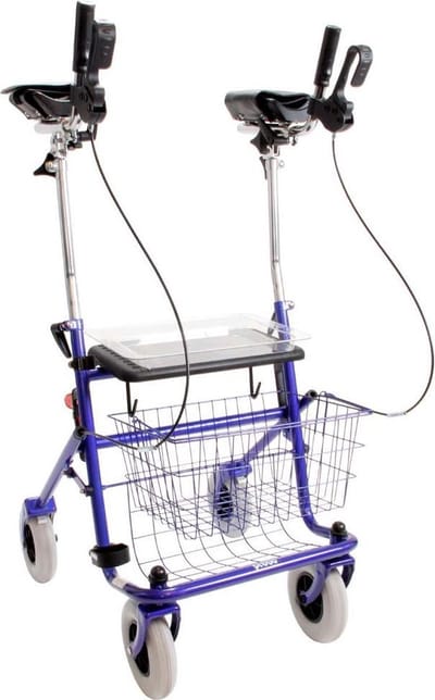 Rollator 43 cm zitbreedte - Premis Provo - Tot 120 kg - In hoogte verstelbaar - Voorzien van onderarmschalen - Metallic Blauw
