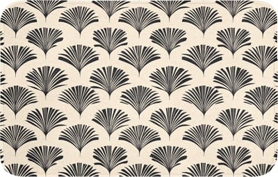 Badmat 80x50 cm - Antislip - Waaiers - Botanisch - Zwart - Beige - Badmatten voor badkamer - Badkamermat - Douchemat - Badkamer mat