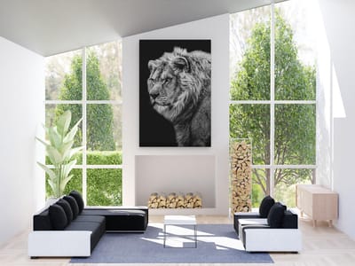 Artaza Canvas Schilderij Leeuw - 80x120 cm - Groot - Wanddecoratie Dieren - Muurdecoratie Dierenkop - Schilderijen Zwart Wit