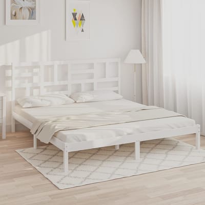 vidaXL - Bedframe - massief - hout - wit - 180x200 - cm