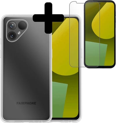 Hoesje - Met Screenprotector - Geschikt voor Fairphone 5 - Sterk & Shockproof - Back Cover - Siliconen Case - Telefoon Hoes - Telefoonhoesjes - Transparant