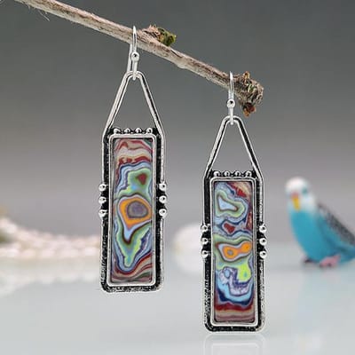 Boucles d'oreilles Boho tribales en pierre colorée pour femmes, Vintage, motif de marbre en spirale, boucles d'oreilles géométriques, bijoux de bande de mariage gray