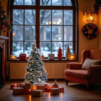 Pop-up kerstboom 45 cm met sneeuw en 25 LED’s