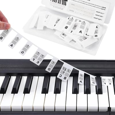Pianotoetsen Noten Gids - Leerpiano Hulpmiddel - Muziek Leren - Geen Lijm Nodig - 88 Toetsen - Zwart