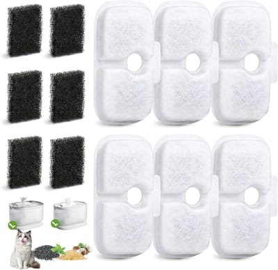 Filter kattenfontein, actieve koolfilter, kattenfontein, set met 6 filters en 6 sponzen, vervangingsfilter voor - ShopVlot