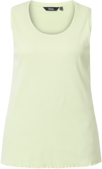 Ulla Popken - Dames - Top ribjersey slim ronde hals mouwloos - Pistache - Maat 46+