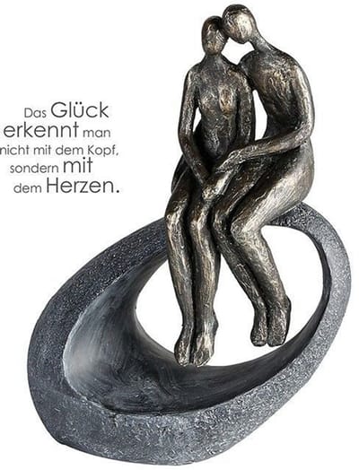 Bronzen sculptuur het moment - 9x19x27 - grijs brons kleur -polyresin
