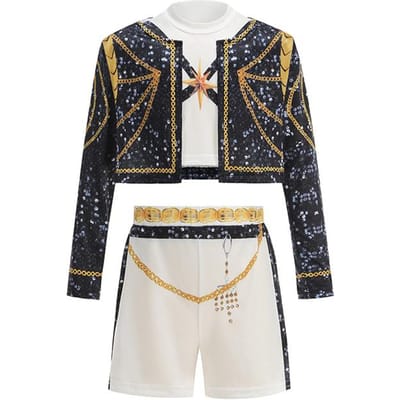 Meisjes 3-delige Set Cosplay Kostuum Modekleding Meisjes Podiumoptreden Verkleed Uniform Kinderen Carnaval Show Feestkostuums 5-6Y (Size 130) black