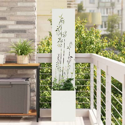 vidaXL - Tuin - Privacy - Scherm - Wit - 32 - x - 32 - x - 150 - cm - Koudgewalst - staal