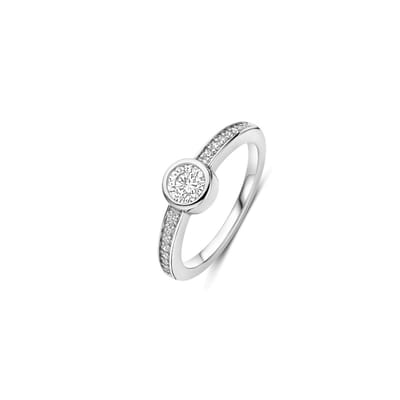 TI SENTO Dames Ring - 925 zilver - Zirconia wit - Maat 17.75 mm / maat 56 - 12390ZI