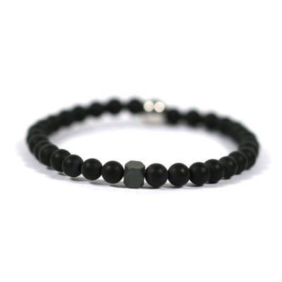 IbizaMen KIDS - jongens - armband - edelsteen - matte onyx - 4mm - 14cm
