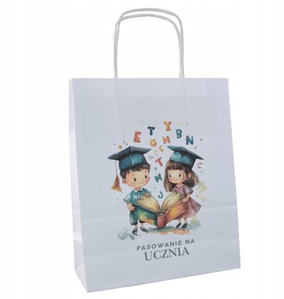 Papieren Schooltas 18x8x22cm met 'Toelating tot Student' Opdruk