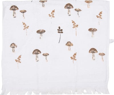 Clayre & Eef Gastendoekje Overig 40x66 cm Wit Katoen Paddenstoelen Herfst decoratie