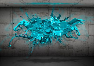 Fotobehangkoning - Behang - Vliesbehang - Fotobehang Blauwe Inkt - 3D - Blue Ink Blot - Verf - 150 x 105 cm