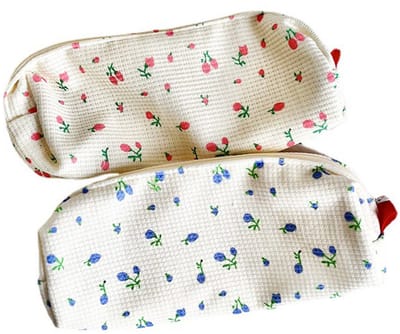 QTTVBTNA 2-delige Schattige Pennenzak Set – Bloemen Patronen Pennenzakje en Make-up Tas – Opbergzak voor Kantoorbenodigdheden, Cosmetica en Reizen