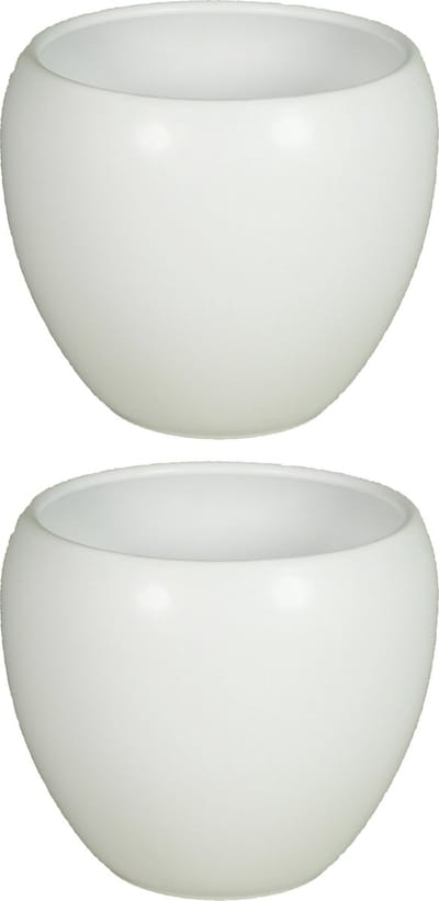 Floran Bloempot Rian - 2x - mat wit - keramiek - 27 x 24 cm - plantenpotten binnen